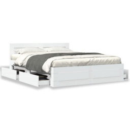 Berkfield Bed Frame With Headboard Without Mattress White 150X200 Cm King Size - thumbnail 4