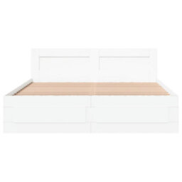 Berkfield Bed Frame With Headboard Without Mattress White 150X200 Cm King Size - thumbnail 5