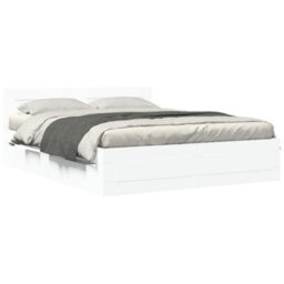 Berkfield Bed Frame With Headboard Without Mattress White 150X200 Cm King Size - thumbnail 2