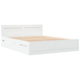 Berkfield Bed Frame With Headboard Without Mattress White 150X200 Cm King Size - thumbnail 3