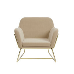 Wyld Haus Marseille Beige Velvet Armchair With Gold Legs And Matt Black Frame - thumbnail 3