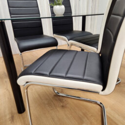 Kosy Koala Dining Table Set Of 4 Black Clear Table And Faux Leather Padded Chrome Black White Kitchen Chairs Dining Sets - thumbnail 9