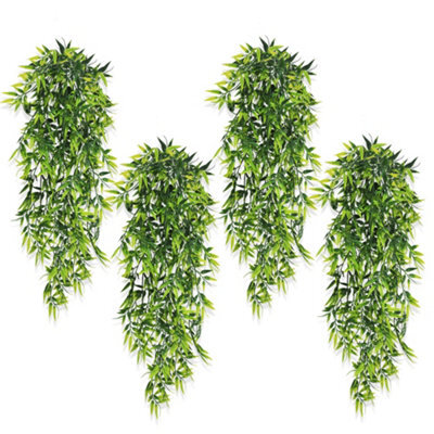 4 Pack Artificial Hanging Plants Bamboo Leaf Fake Green For Indoor Outdoor Wall Arch (Bamboo) - image 1