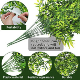 4 Pack Artificial Hanging Plants Bamboo Leaf Fake Green For Indoor Outdoor Wall Arch (Bamboo) - thumbnail 3