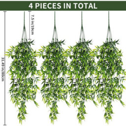 4 Pack Artificial Hanging Plants Bamboo Leaf Fake Green For Indoor Outdoor Wall Arch (Bamboo) - thumbnail 2