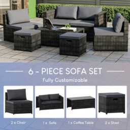 Lassic Garden Vida Islay 6 Seater Rattan Set, Black & Outdoor Patio Furniture Cover - Fully Assembled - thumbnail 8