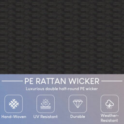 Lassic Garden Vida Islay 6 Seater Rattan Set, Black & Outdoor Patio Furniture Cover - Fully Assembled - thumbnail 7