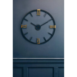 Orsina Round Black Metal Wall Clock, Minimalist Modern Clock With Warm Metallic Detail, Contemporary Iron Frame - thumbnail 3