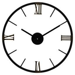 Orsina Round Black Metal Wall Clock, Minimalist Modern Clock With Warm Metallic Detail, Contemporary Iron Frame