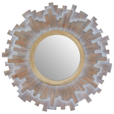 Orsina Sunburst Multilevel Wooden Wall Mirror - image 1