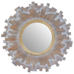 Orsina Sunburst Multilevel Wooden Wall Mirror - thumbnail 1