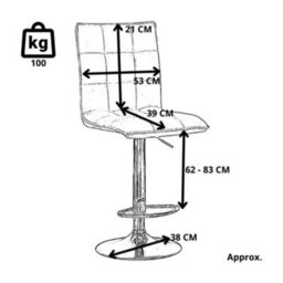 Evre Cuban Bar Stool Adjustable Swivel Gas Lift For Pubs Counters Kitchens Breakfast Bars Double(Pack Of 2) - thumbnail 6