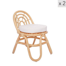 Nordlys Set Of 2 Chairs For Children In Rattan Beige - thumbnail 1