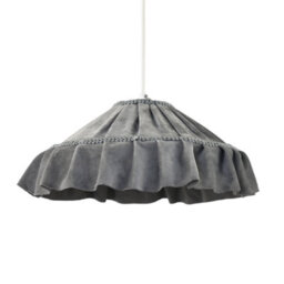 Happy Homewares Shabby Chic Grey Folded Hanging Velvet Fabric Pendant Lighting Shade - thumbnail 2