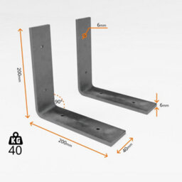 MKGT 2 Shelf Brackets Pcs Heavy Duty Industrial Steel For Wall Mounted Diy Floating(Raw Steel, 200X200mm) - thumbnail 2