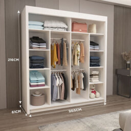 Interior Emporium Ie Stylish Venice Bedroom Wardrobe With Double Sliding Doors With Led Lighting  ( White , 150 Cm ) - thumbnail 5