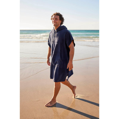 Animal Mens Jacob Towelling Organic Poncho Dark Blue (One Size) - image 1