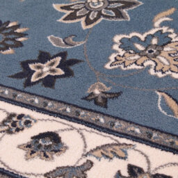 Blue Traditional Bordered Rug Easy To Clean Dining Room-200Cm X 290Cm - thumbnail 3