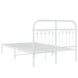 Berkfield Metal Bed Frame Without Mattress With Headboard White 120X190Cm - thumbnail 6