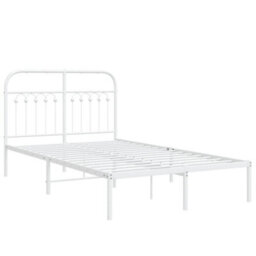 Berkfield Metal Bed Frame Without Mattress With Headboard White 120X190Cm - thumbnail 3