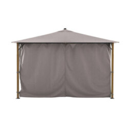 Sweeek - Aluminum Gazebo 4X3M With Wood Effect, Curtains, And Led Beige - Veluna - thumbnail 3