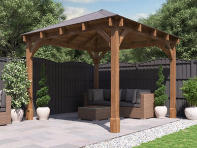 Dunster House Wooden Heavy Duty Gazebo 3 X 3 Metres Pressure Treated Hot Tub Shelter With Roof Shingles Leviathan - image 1