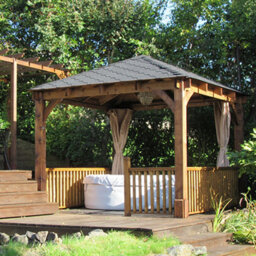 Dunster House Wooden Heavy Duty Gazebo 3 X 3 Metres Pressure Treated Hot Tub Shelter With Roof Shingles Leviathan - thumbnail 4
