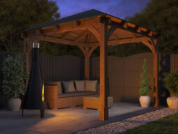 Dunster House Wooden Heavy Duty Gazebo 3 X 3 Metres Pressure Treated Hot Tub Shelter With Roof Shingles Leviathan - thumbnail 2