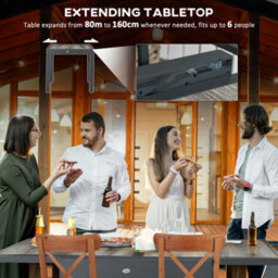 Outsunny Extendable Outdoor Dining Table Aluminium Rectangle Patio Table Grey - thumbnail 4