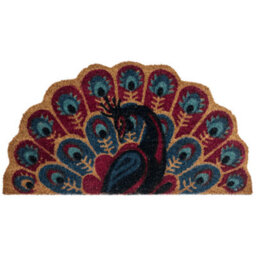 Beliani Doormat Nulato Multicolour 45 X 75 Cm Peacock Coir - thumbnail 1