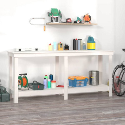 Berkfield Work Bench White 180X50X80 Cm Solid Wood Pine - image 1