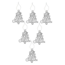 Christmas Tree Decoration Hanging Glitter Trees 6 Silver - thumbnail 1
