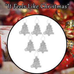 Christmas Tree Decoration Hanging Glitter Trees 6 Silver - thumbnail 7