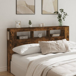 Berkfield Led Headboard Smoked Oak 180X18.5X103.5 Cm Engineered Wood - thumbnail 4