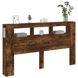 Berkfield Led Headboard Smoked Oak 180X18.5X103.5 Cm Engineered Wood - thumbnail 5