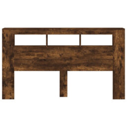 Berkfield Led Headboard Smoked Oak 180X18.5X103.5 Cm Engineered Wood - thumbnail 6
