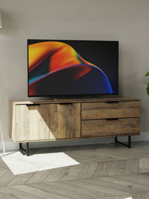 Fuji 2 Door 1 Drawer Wide Tv Unit In Vintage Oak (Ready Assembled) - image 1