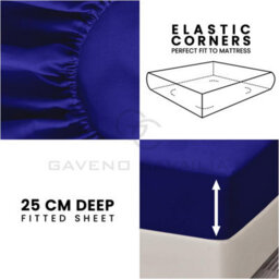 Gc Gaveno Cavailia Plain Dyed Fitted Bedsheet Double Royal Blue Super Soft & Comfy Non Iron Fitted Sheet - thumbnail 2