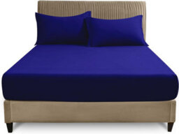 Gc Gaveno Cavailia Plain Dyed Fitted Bedsheet Double Royal Blue Super Soft & Comfy Non Iron Fitted Sheet
