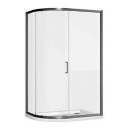 Plum&clay Flora Gun Grey Single Sliding Door Offset Quadrant Enclosure (W)1200mm (D)900mm