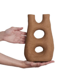 Beliani Flower Vase Uaru Stoneware 27 Cm Brown - thumbnail 5