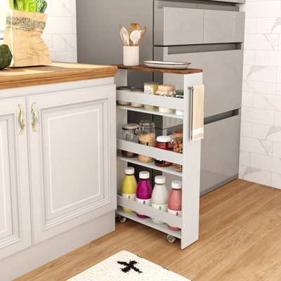 Costway 4-Tier Slim Storage Cart Narrow Rolling Kitchen Serving Cart W/ Open Shelves - image 1