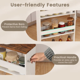 Costway 4-Tier Slim Storage Cart Narrow Rolling Kitchen Serving Cart W/ Open Shelves - thumbnail 9