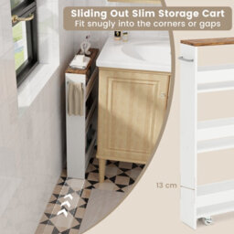 Costway 4-Tier Slim Storage Cart Narrow Rolling Kitchen Serving Cart W/ Open Shelves - thumbnail 7