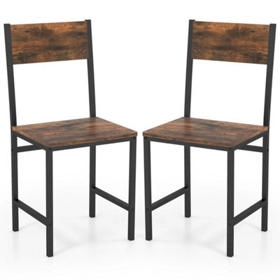 Set Of 2 Dining Chairs Armless Dinner Chairs W/metal Legs-Coffee - image 1