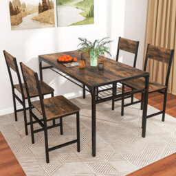 Set Of 2 Dining Chairs Armless Dinner Chairs W/metal Legs-Coffee - thumbnail 6