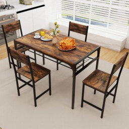 Set Of 2 Dining Chairs Armless Dinner Chairs W/metal Legs-Coffee - thumbnail 5