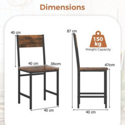 Set Of 2 Dining Chairs Armless Dinner Chairs W/metal Legs-Coffee - thumbnail 2