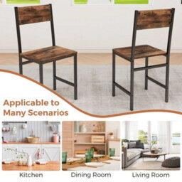 Set Of 2 Dining Chairs Armless Dinner Chairs W/metal Legs-Coffee - thumbnail 3