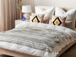 Beliani Blanket Panvel Cotton 130 X 180 Cm White - thumbnail 2